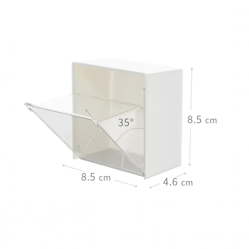 Plastic Wall Mounted Storage Boxes Dustproof Bathroom Organizer for Cotton Swabs Makeup Adhesive Small Jewelry Holder Box