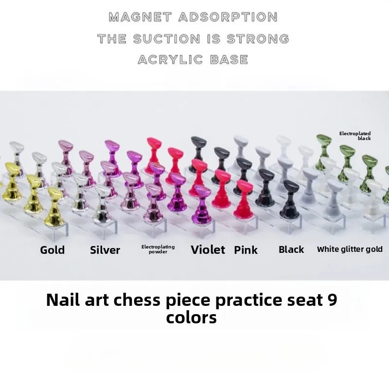 5pcs Nail Holder False Nail Tip Practice Stand Crystal Base Magnetic Holder Nail Art Display For Art Salon DIY & Practice Tools