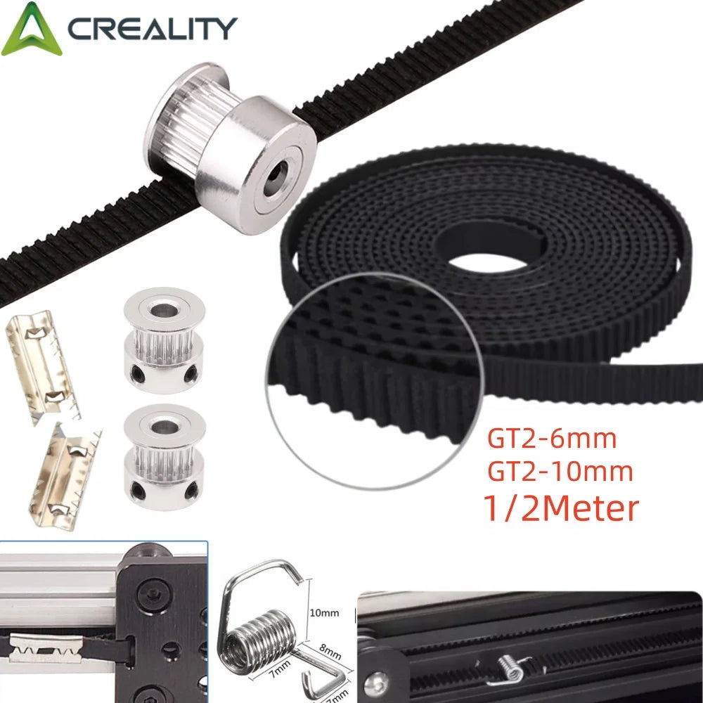 1/2m GT2-6/10mm Open Timing Belt 2GT Aramid Fiber Rubber/PU with Steel Core Gt2 Belt Cutting Length for 3D Printer