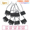 CBB61 Fan Capacitor 450V 1UF 1.2UF 1.5UF 2UF 2.5UF 3UF 4UF 5UF 6UF10UF Ceiling Fan Motor Run Rectangle Capacitor CBB 61