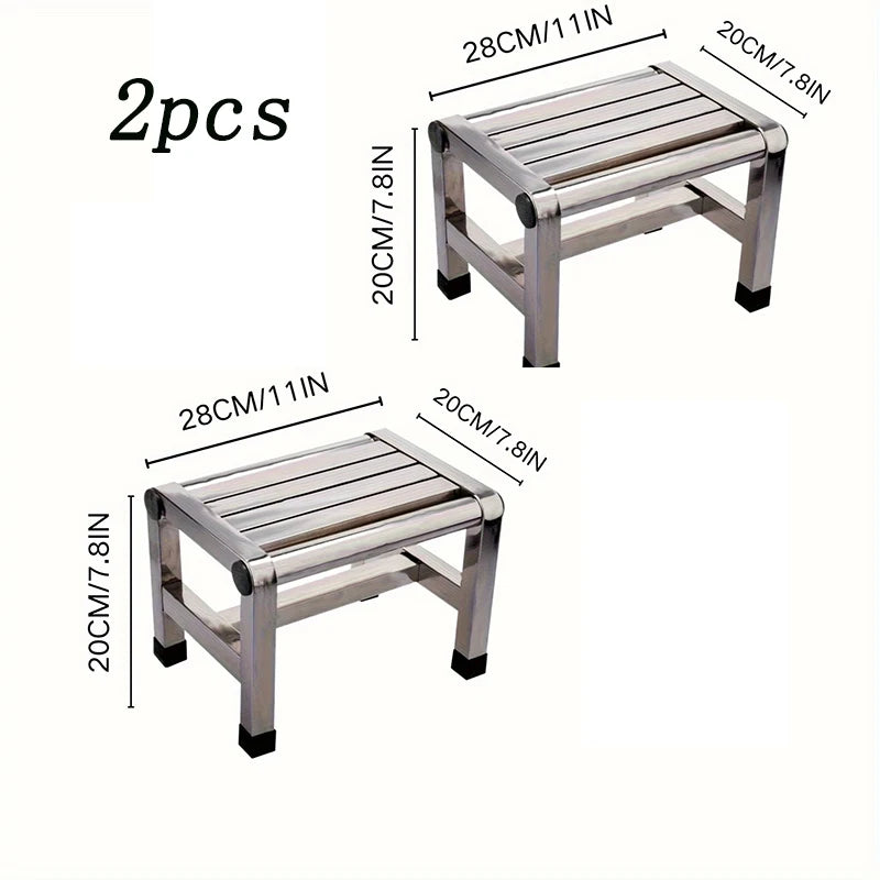 Multi Functional Stainless Steel Stool - Durable Thick & Sturdy Stool, Ideal for Living Room, Bathroom, Kitchen, Corridors