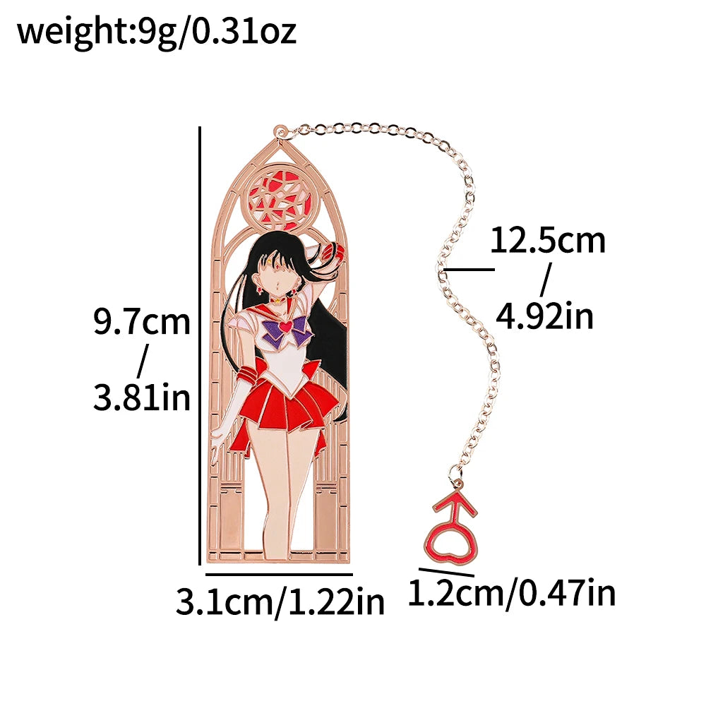 5 Style Beautiful Girl Soldier Book Mark Anime Girl Fan Collection Metal Bookmarks Gift for Book Lovers Women Reading Marker