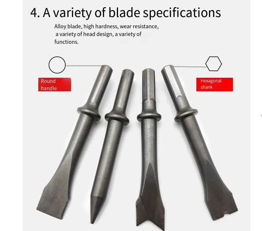 Heavy Duty Air Hammer with Round and Hexagonal Chisels 1/4'' Air Screw,4500rpm Pneumatic Chisel Hammer
