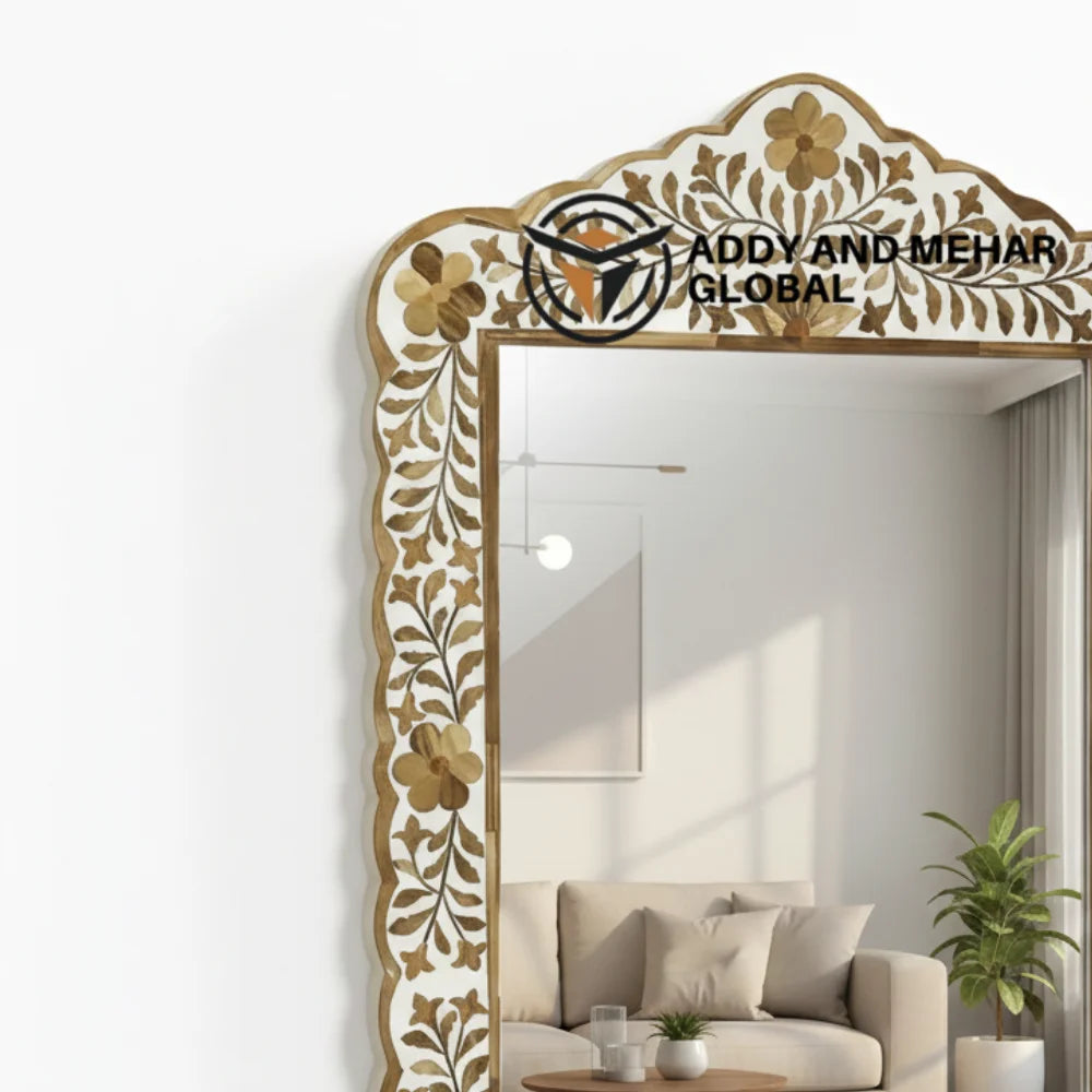 Decorative Art Deco Floral Pattern Square MDF Handmade Eco-Friendly Framed Edge Wedding Wall Mirror 5.0mm Thickness Luxury Decor