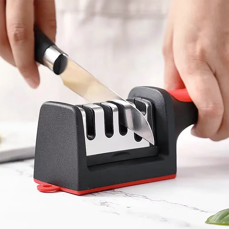 4-Stage Kitchen Knife Sharpener Tungsten Steel/Ceramic Sharpening System Handheld Sharpeners with Non Slip Base Kitchen Knives