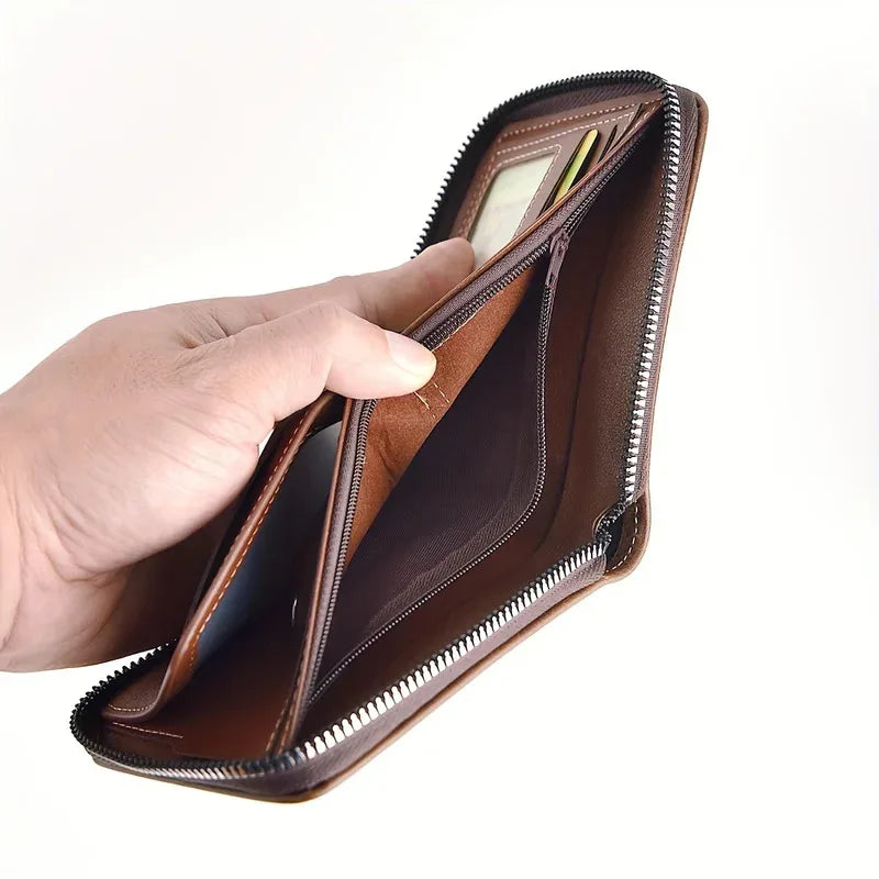 Trendy Splicing Fashion PU Retro Wax Oil Leather Short Style Men's Wallet Coin Short Style Men's Card Clip Wallet