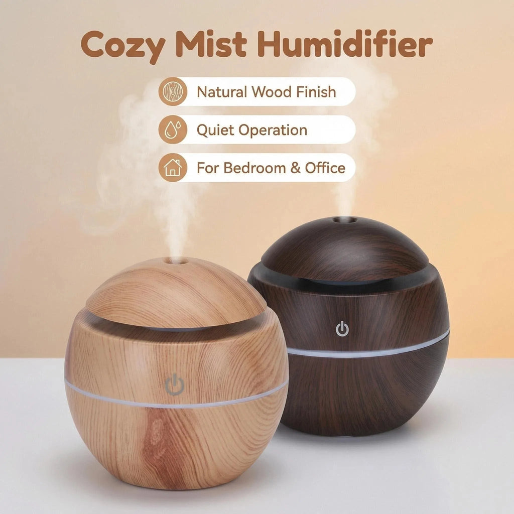 Ultrasonic personal humidifier & aroma diffuser with LED mood light support USB power supply