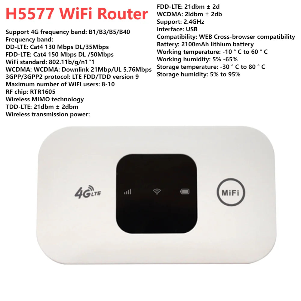 4G LTE USB Modem Dongle 150Mbps Wireless WiFi Router Mobile Broadband SIM Card Pocket Hotspot Home Office Wireless WiFi Adapter