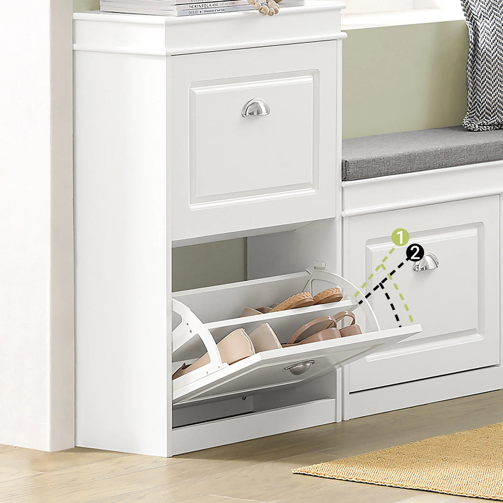SoBuy FSR78 Shoe dump truck Shoe cabinet with 2 flap shoe rack with 4 shelf surfaces Shoe chest of drawers Shoe shelf