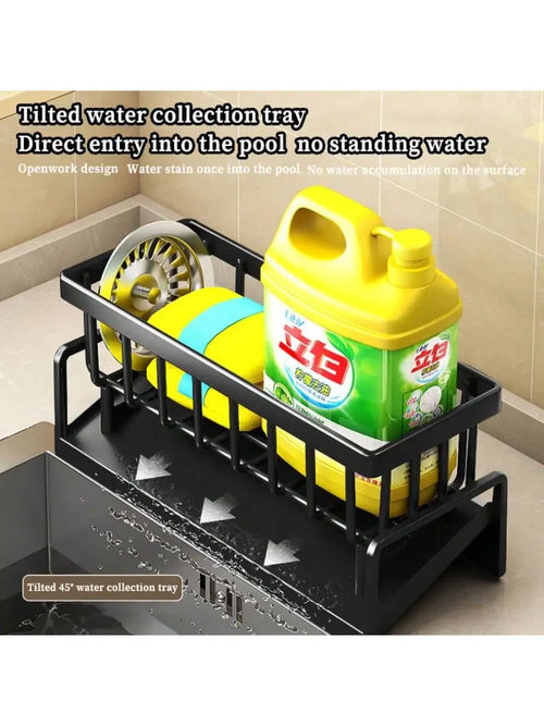 1PC RV Kitchen Sink Storage Rack+4pcs Dishwashing Sponges