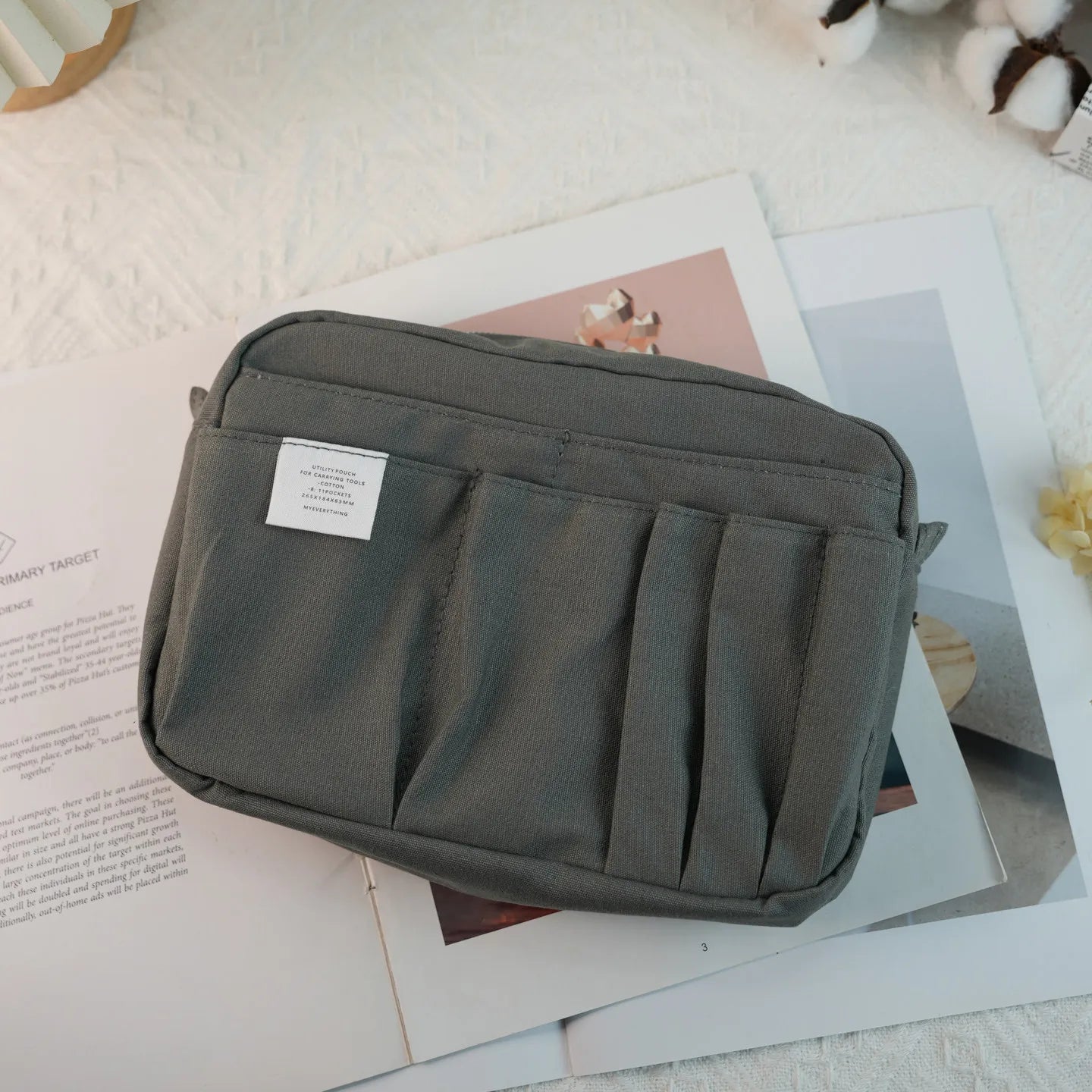 New In Stock Canvas Pencil Pouch Large Capacity Solid Color Japanese Style Portable Multifunctional Journal Storage Bag For Use