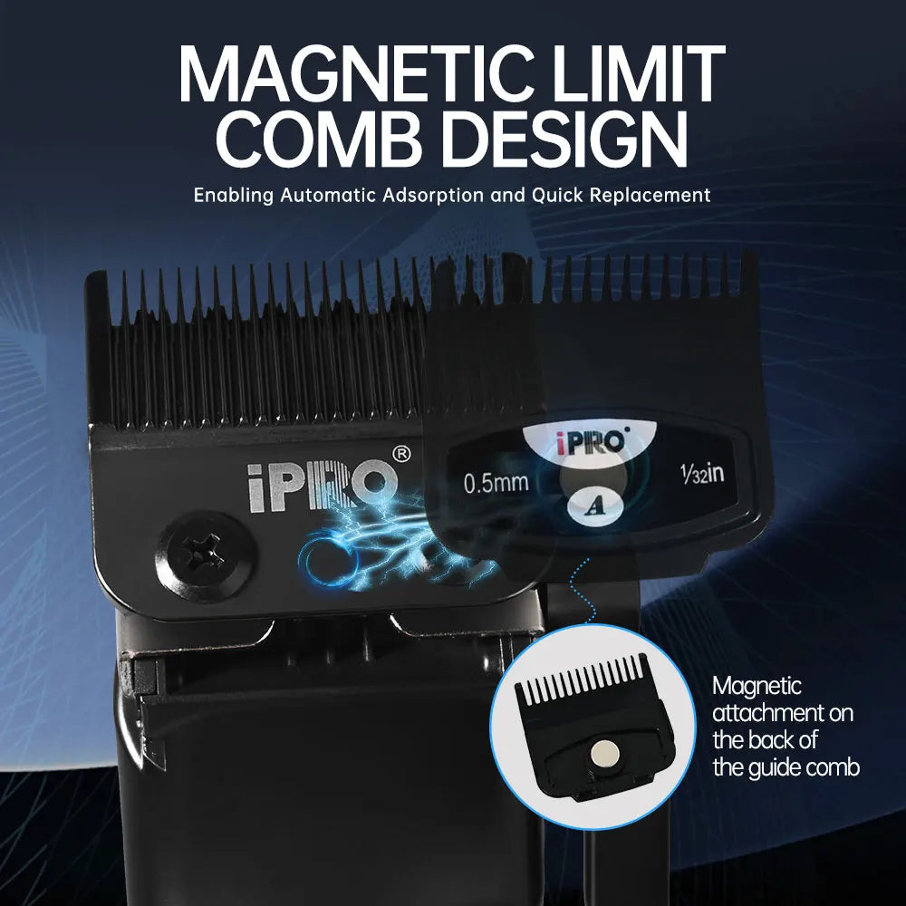 IPRO S1081 Professional Electric Hair Clipper 8800RPM High Speed 4500mAh Long Battery Life Magnetic Detachable Comb Hair Trimmer