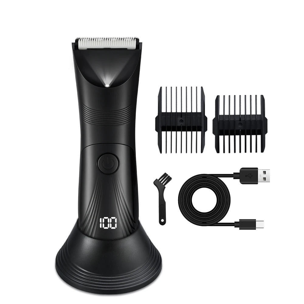 Professional body hair trimmer, LED lighting, intelligent digital display screen, electric shaver beautician, beauty clipper