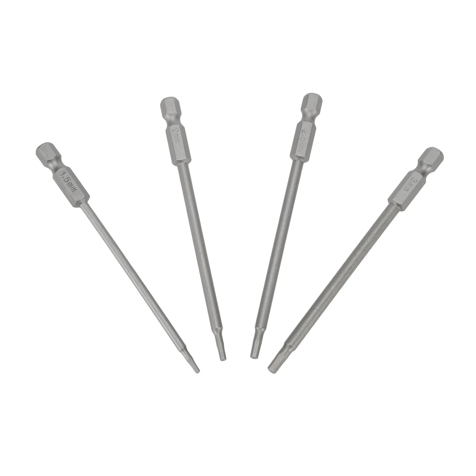 4Pcs/set Hex Screwdriver Bits 1/4" Hex Shank Magnetic Head Screw Driver Drill Bit 1.5/2.0/2.5/3.0mm Alloy Steel