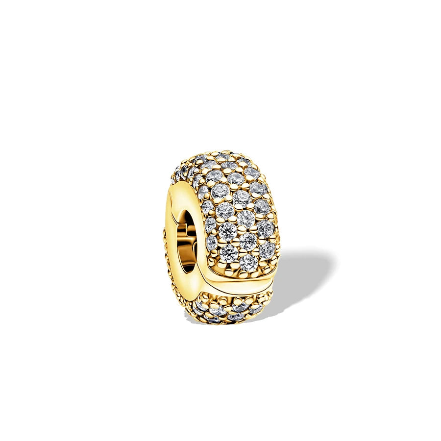 Gold Plated CZ Charms Fit Original Bracelet 925 Sterling Silver Core Heart Star Flower Dangle Beads Luxury DIY Jewelry Gift