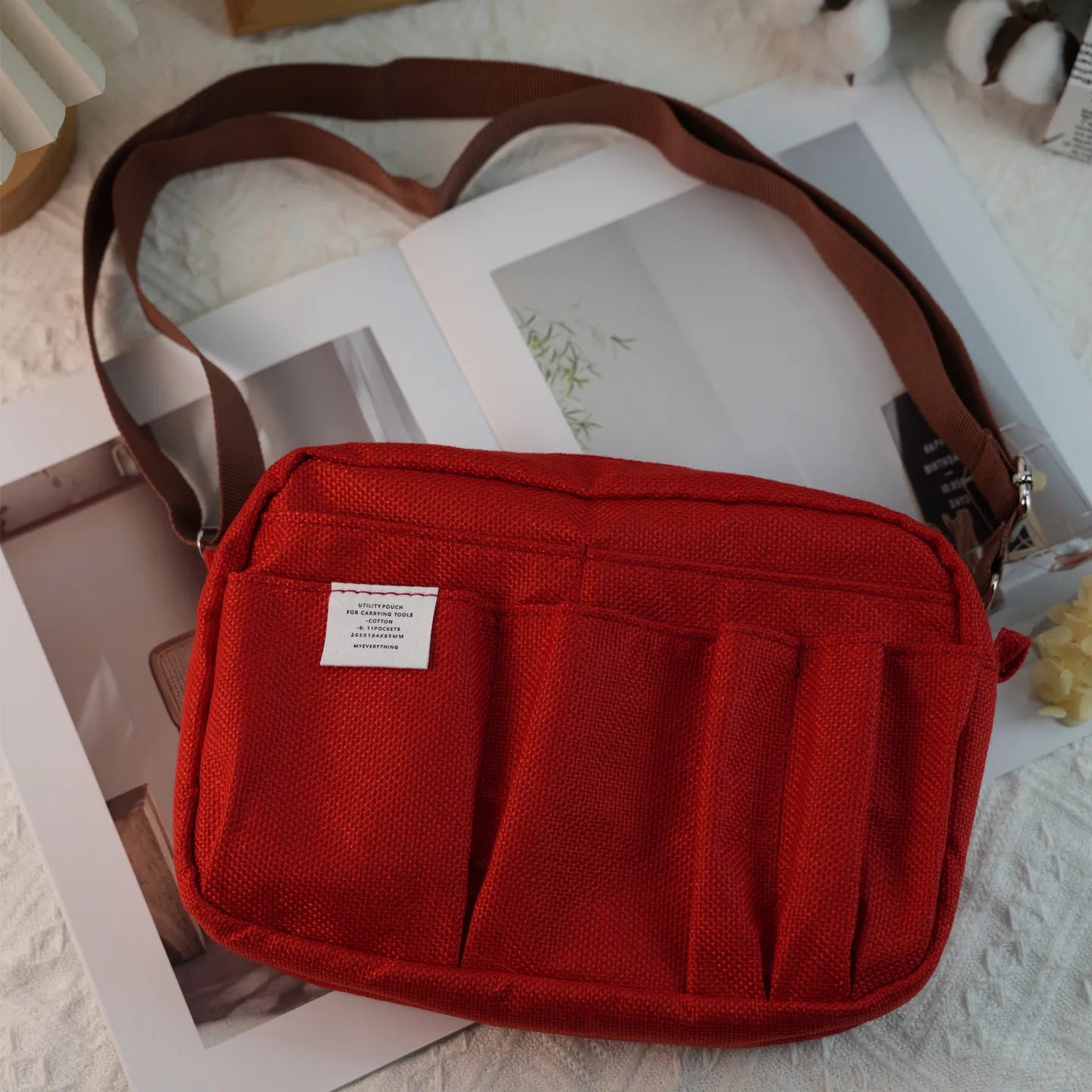 New In Stock Canvas Pencil Pouch Large Capacity Solid Color Japanese Style Portable Multifunctional Journal Storage Bag For Use