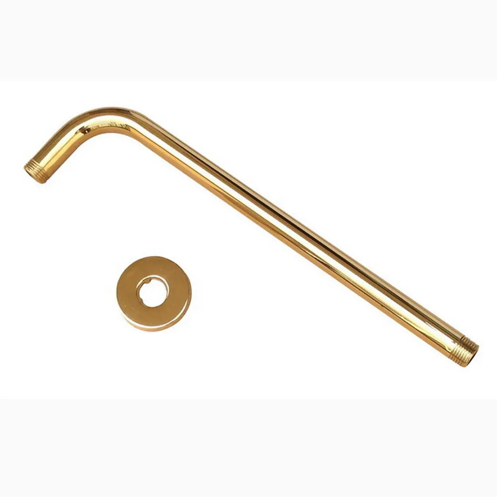 Gold Color Brass Wall Shower Head Extension Pipe - 12" Long Shower Arm Arm Bathroom Accessories Ksh101