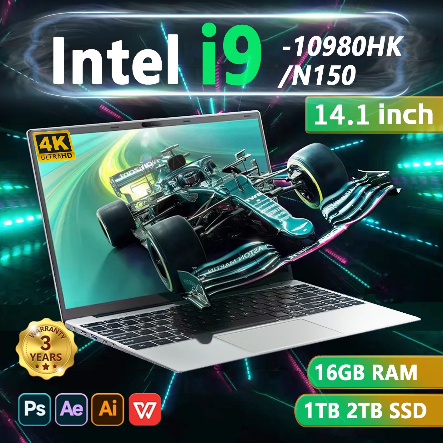 2026 i9 Windows 11 Laptop Intel CORE i9-10980HK/N150 Notebook 14.1 Inch 16GB RAM 1TB 2TB SSD 1920*1080HD Gaming laptops Pc Gamer