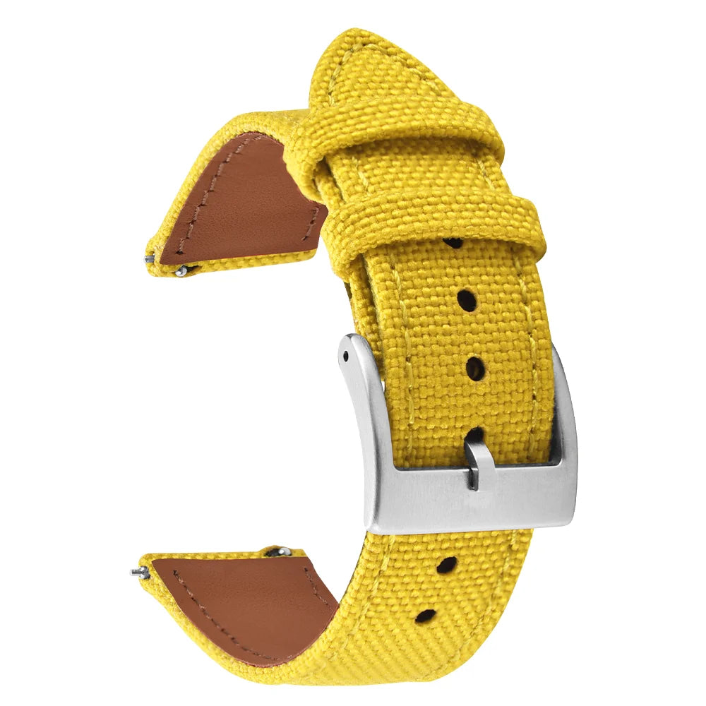 18mm 20mm 22mm Nylon Watch Strap Two-Sided Leather and Sailcloth Watch bands Quick Release Wristbands Sport Belt for Men Women