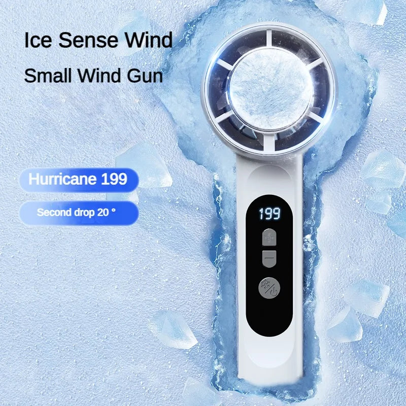 Handheld Portable Fan 199-Speed Desktop Fan USB Rechargeable Cooling Refrigeration Fan LED Display For Home Office Travel ﻿