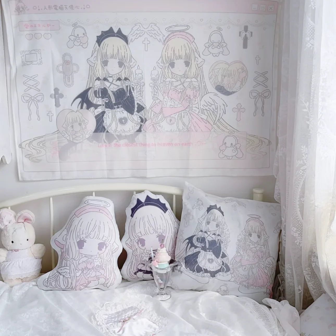 VIKAMA Chobits Kawai Home decoration tapestry anime pink girl tapestry wall bedroom background lovely fashion lady tapestry