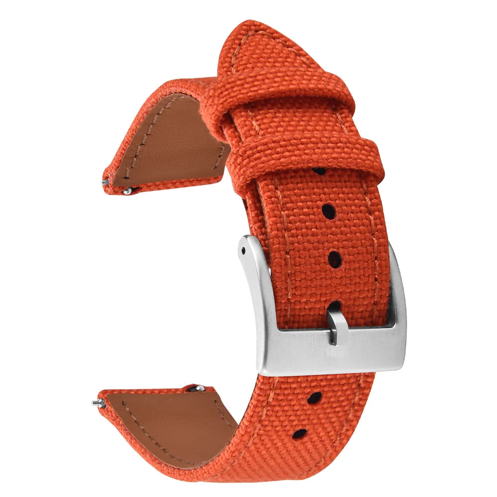 18mm 20mm 22mm Nylon Watch Strap Two-Sided Leather and Sailcloth Watch bands Quick Release Wristbands Sport Belt for Men Women