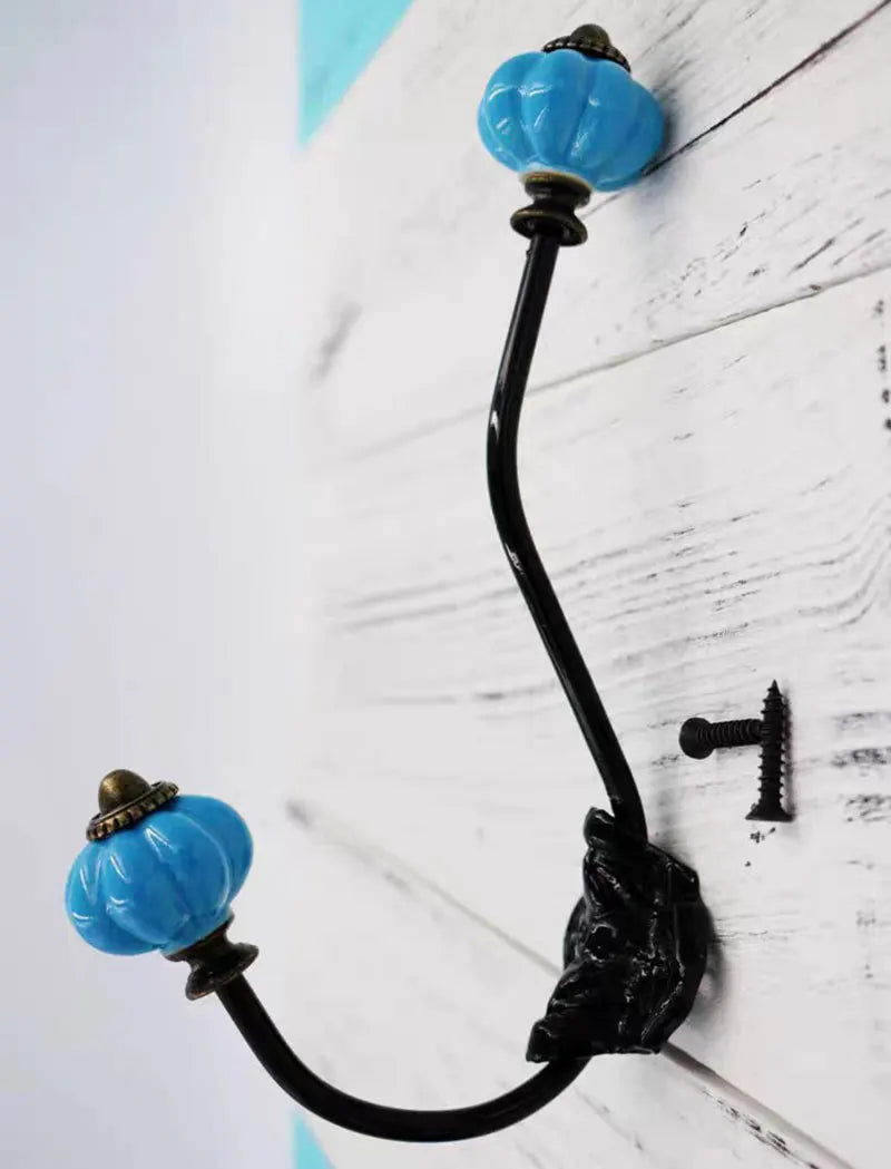 Ceramic Pumpkin Wall Mounted Coat Hooks Various Colors Home Decorative Hooks for Hanging Clothes Bags Towel Hangers Curtain Rack