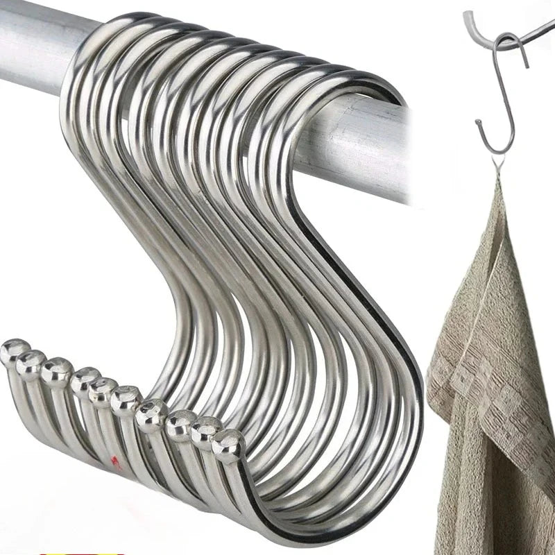 Premium stainless steel hooks, multifunctional hooks for clothes, bags, towels, homes, kitchens, and bathrooms 5pcs/10pcs