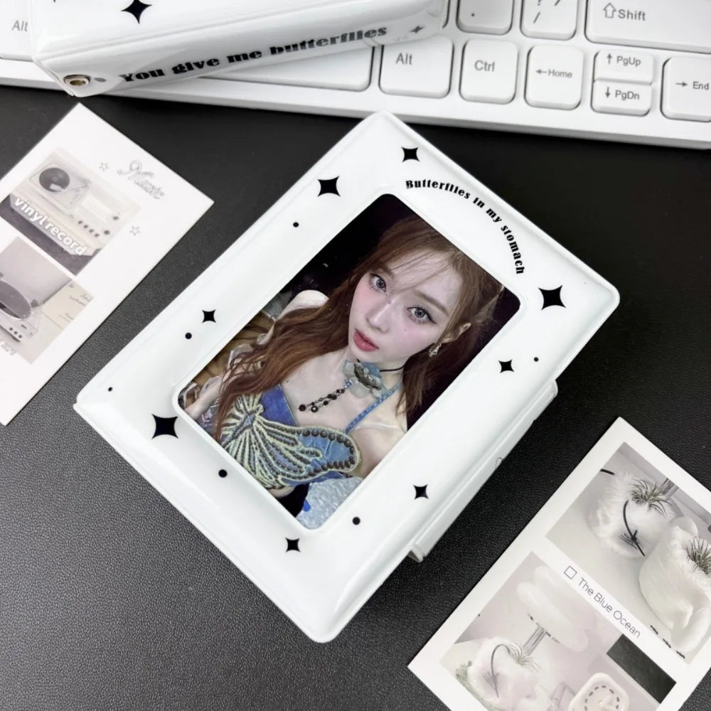 Pink Love Bow Card Album PVC 3 Inch Mini Idol Card Collect Book Collectible Card Album with 16 Internal Pages Photocard Binder