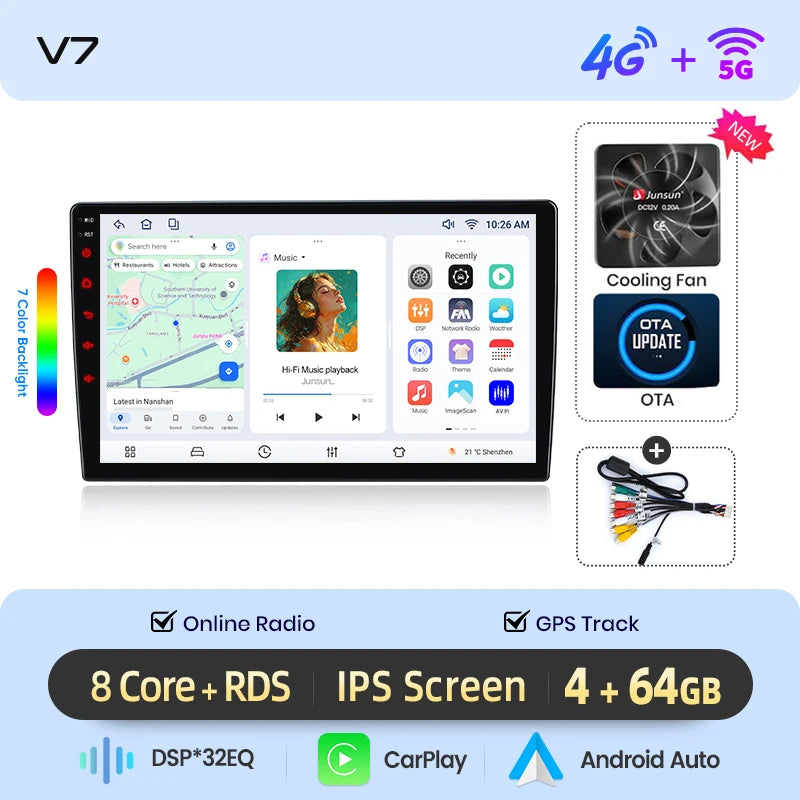 Junsun Wireless CarPlay Android Auto Car Radio For Mercedes-Benz A-Class (W169) / B-Class (W245) / Sprinter (W906) / Vito (W639) Built-in Cooling Fan Android GPS Navigation Multimedia Player WiFi DSP RDS BT SWC IPS Touch Scre