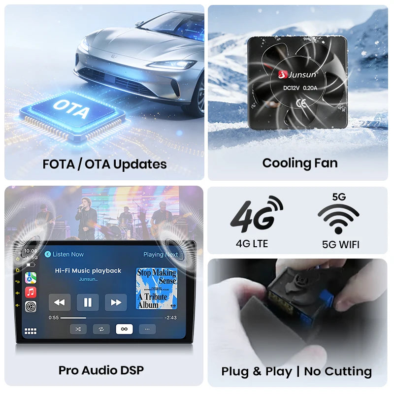Junsun Wireless CarPlay Android Auto Car Radio For Mercedes-Benz A-Class (W169) / B-Class (W245) / Sprinter (W906) / Vito (W639) Built-in Cooling Fan Android GPS Navigation Multimedia Player WiFi DSP RDS BT SWC IPS Touch Scre