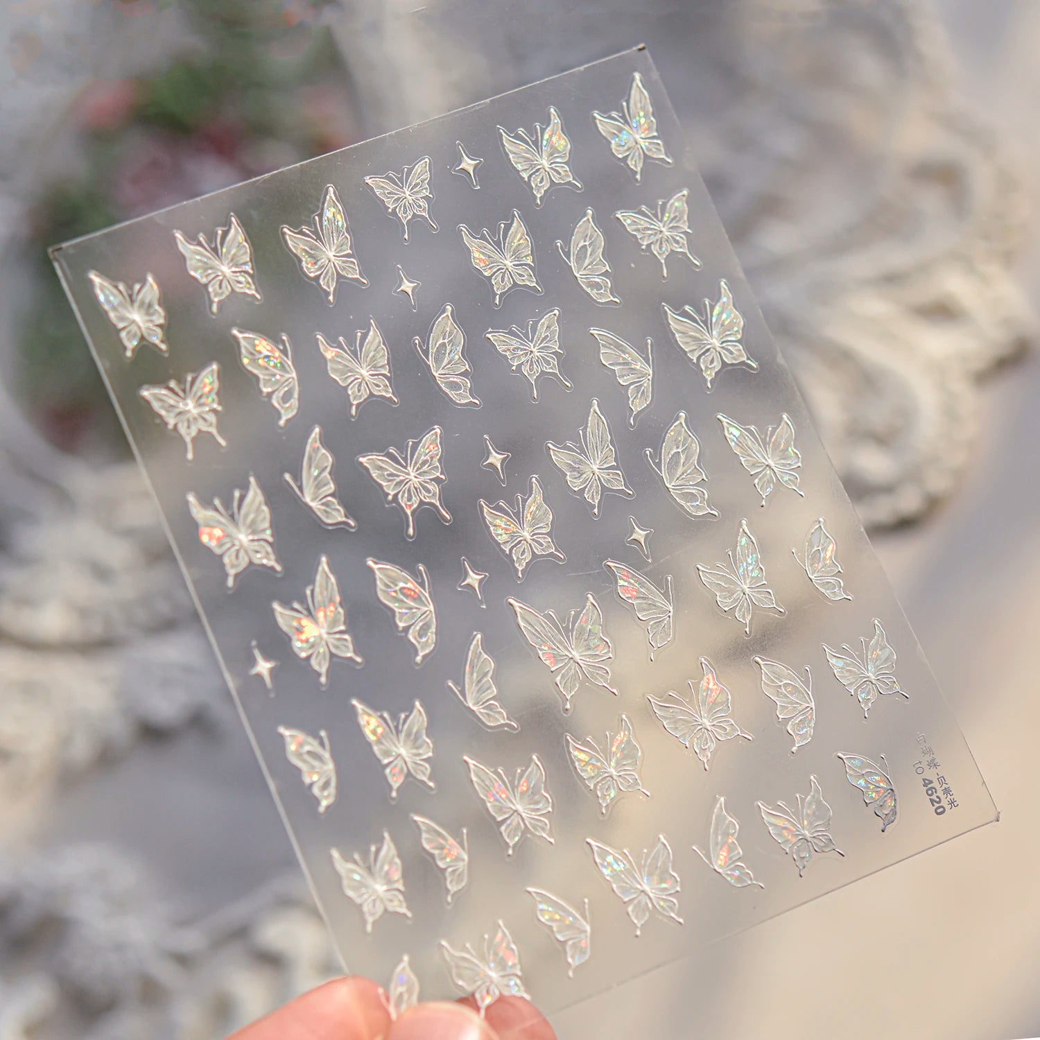 Red Butterfly 5D Nail Sticker Nail Art Decoration Spring Flowers Nail Art Decal Relief Sticker Press on Nails