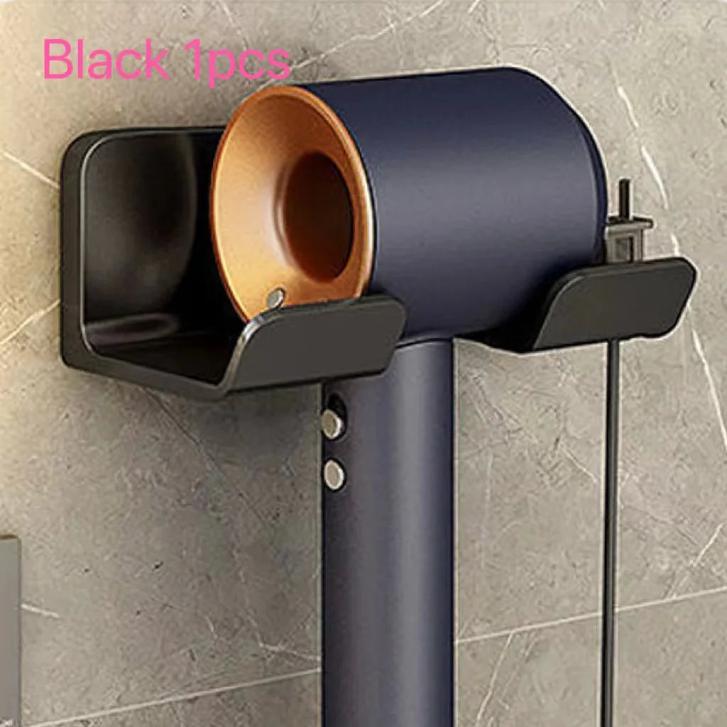 1pc Multi-Functional Wall Mounted Hair Dryer Holder, Bathroom Hair Tool Organizer Storage Rack for Home & Hotel Use