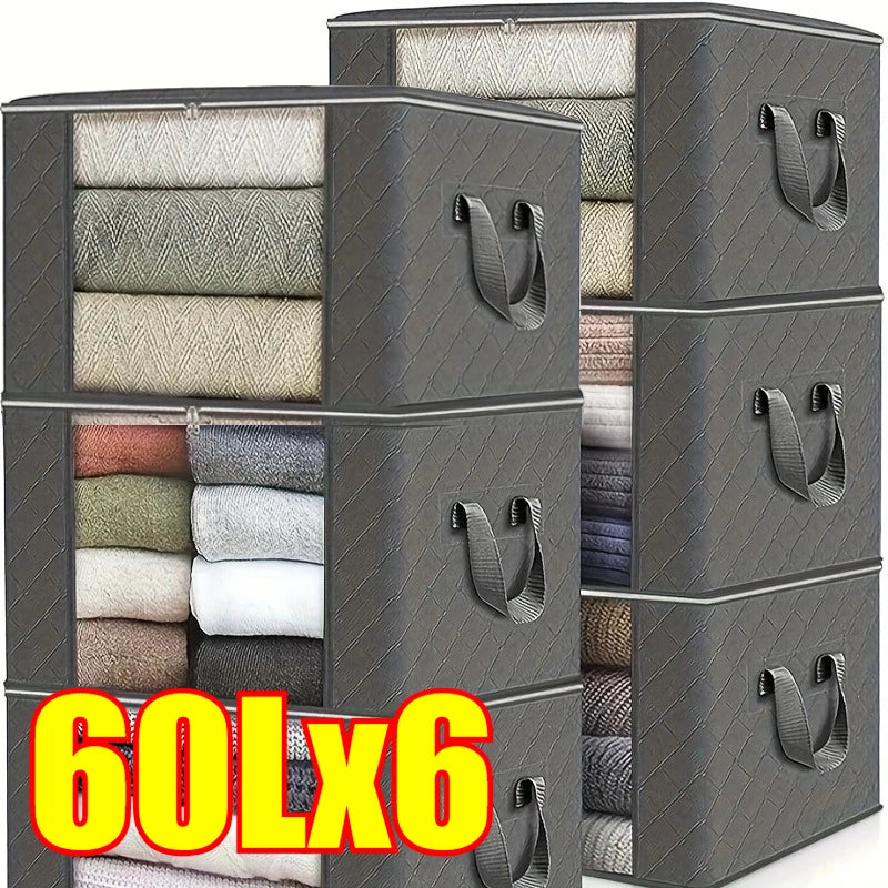 Closet Organizers and Storages Clothes Storage Bag Blanket Storage Foldable Storages Bin Sturdy Sewn By 3 Layers Fabrics