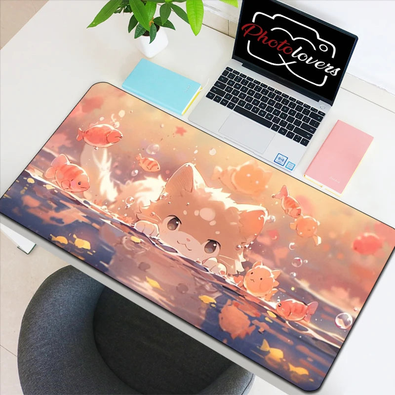 Anime Xxl Mouse Pad Gaming Accessories Cartoon Cat Keyboard Mousepad Gamer Desk Mat Cute Computer Offices Pc Cabinet Kawaii Mice