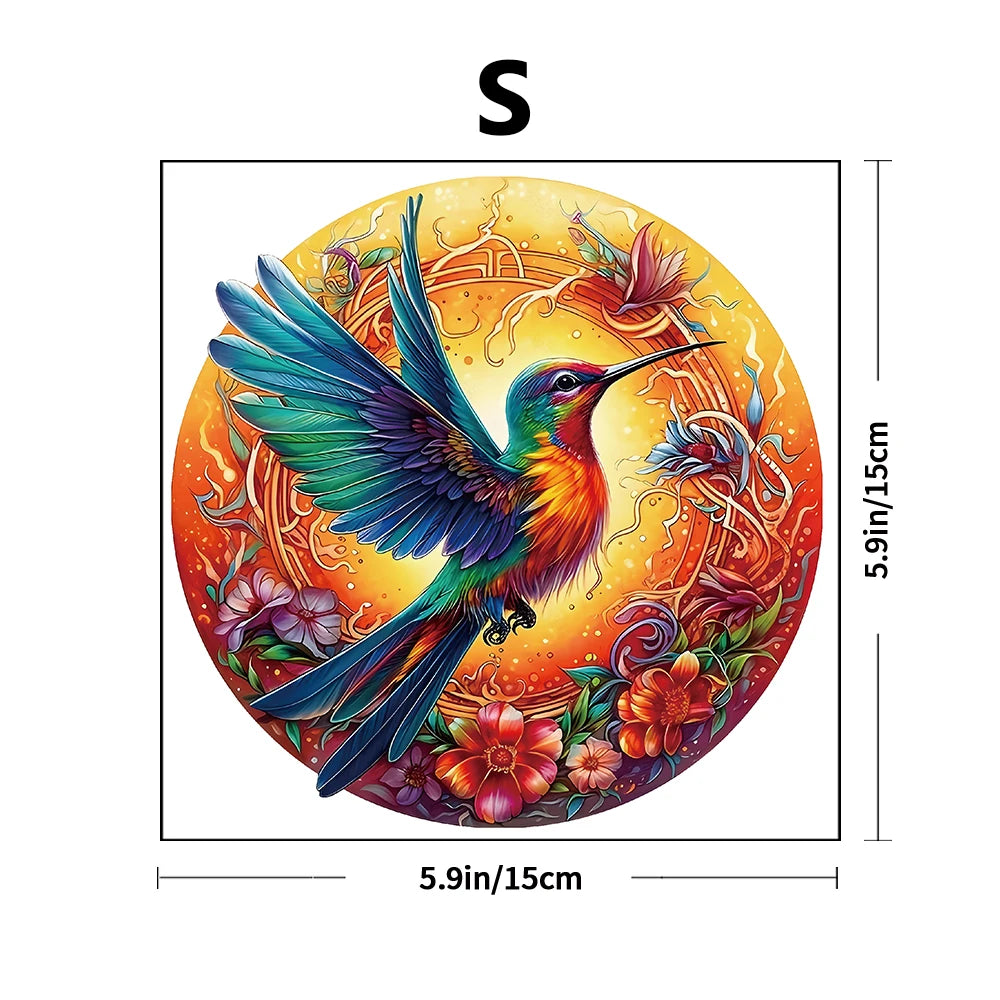 Wooden Puzzles for Adults Mandala Hummingbird Jigsaw Puzzles Unique Shapes Bird Puzzles Great Gift for Adults and Couples on Val