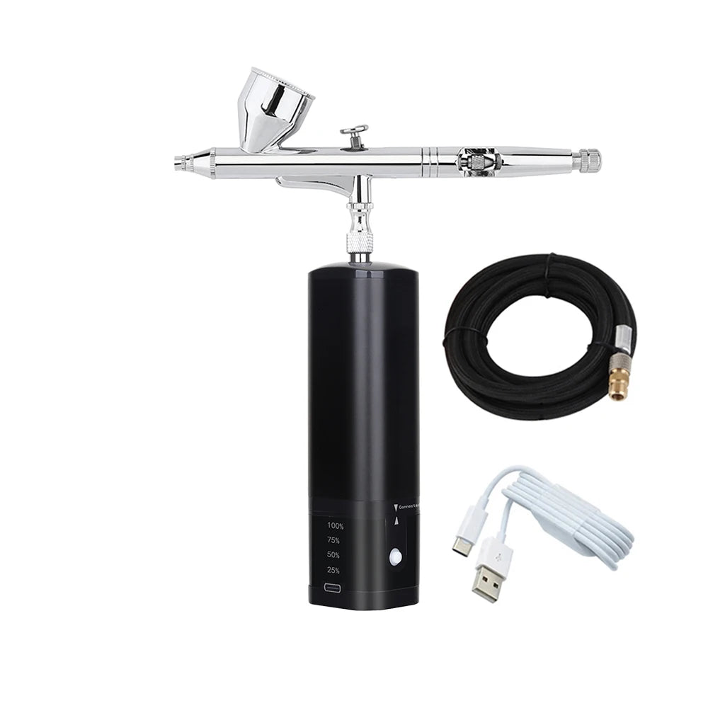Noiseless Cordless Air Brush Compressor Kit Replace Battery Super Works Airbrush Spray Gun Barber Art Design Beauty Care Tool