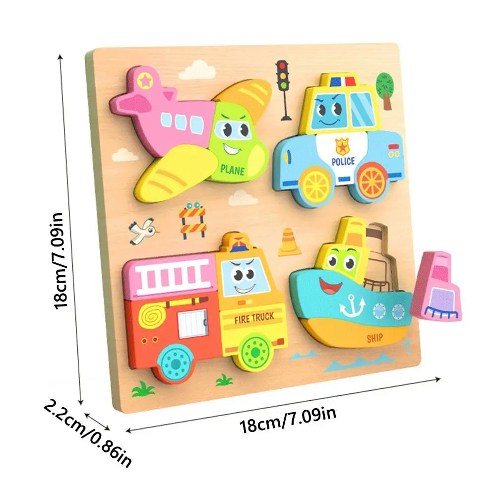 Multicolor Wooden 3D Puzzle Fruits Dinosaur Hand-eye Coordination Early Education Puzzle Cartoon Animal English Learning Puzzle