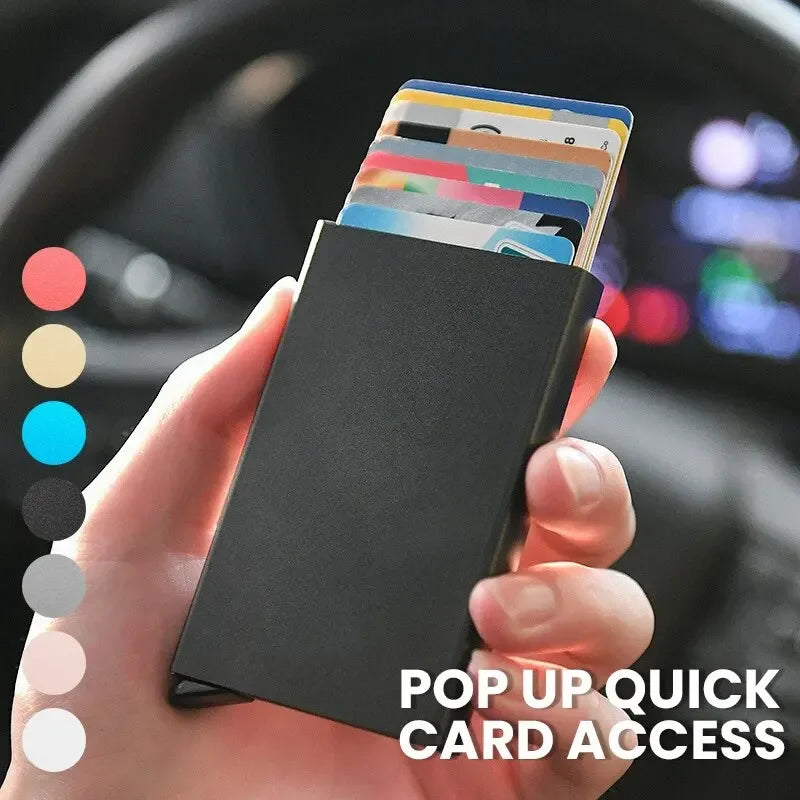 ID Credit Bank Card Holder Wallet Anti Rfid Smart Anti Rfid Blocking Protected Magic Pop Up Slim Small Money Wallets Case