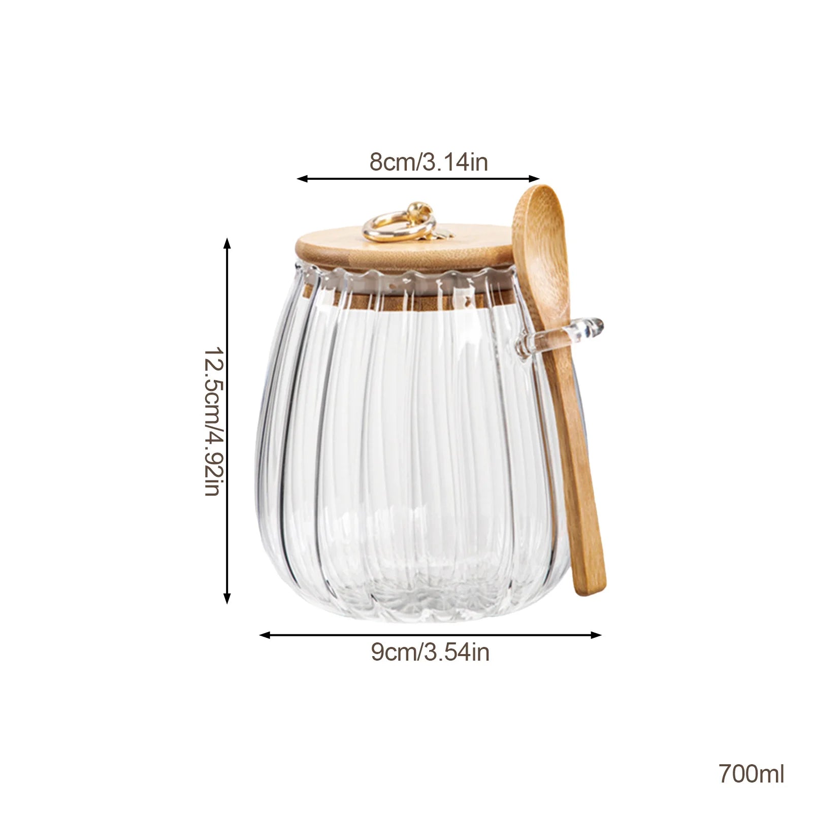 sealed glass jar with spoon and lid Clear Spice jar Small food storage container Sugar jar Tea jar Kitchen coffee jar