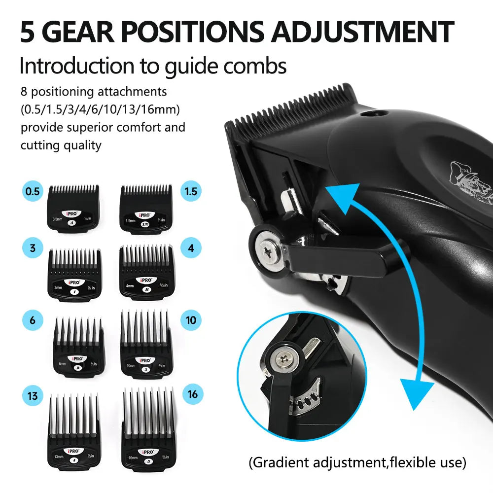 IPRO S1081 Professional Electric Hair Clipper 8800RPM High Speed 4500mAh Long Battery Life Magnetic Detachable Comb Hair Trimmer