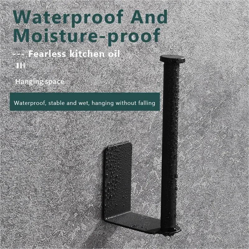 Stainless Steel Paper Towel Holder Self Adhesive Toilet Roll Paper Holder No Punching Kitchen Bathroom Lengthen Storage Rack