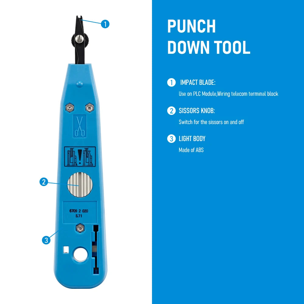 Impact Punchdown Tool with 66/110 Blade, Reliable CAT Cable Connections, Lightweight & Durable Adjustable Force