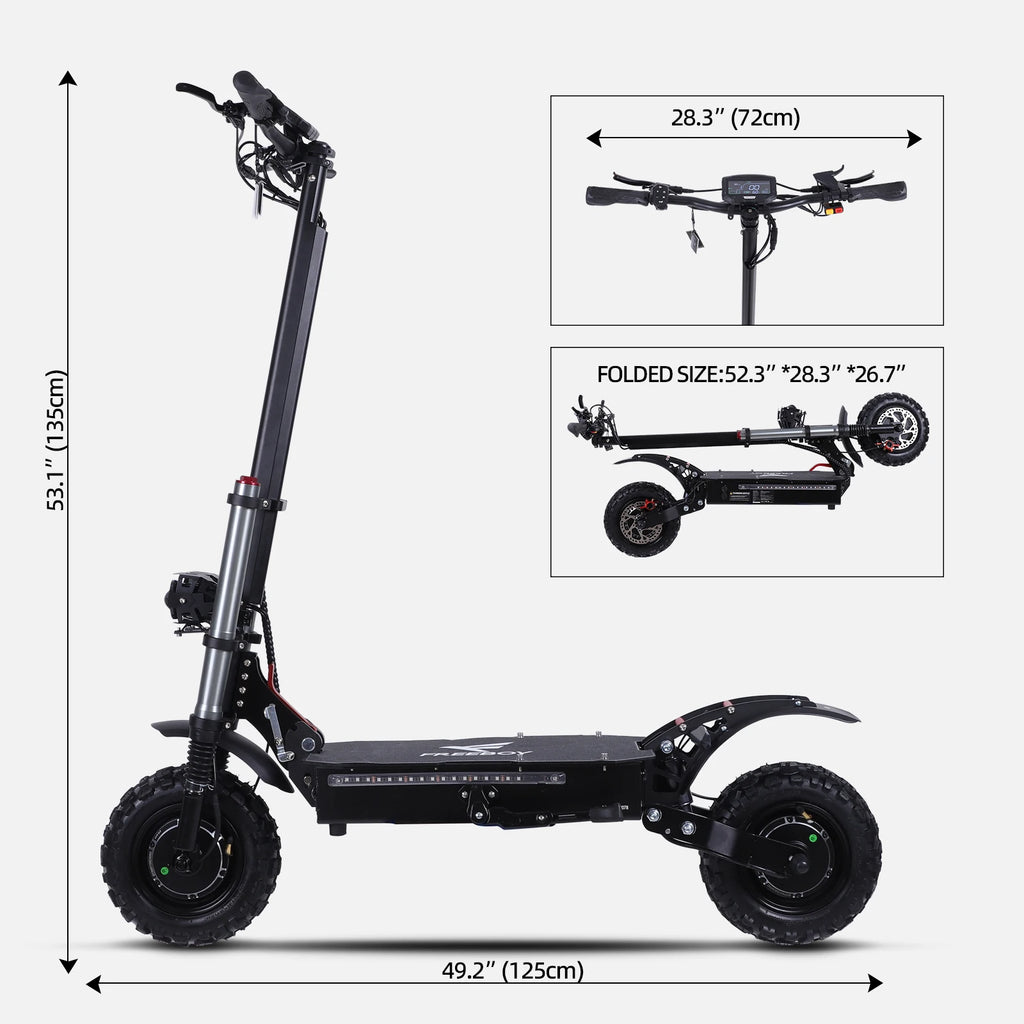 J30 MAX Electric Scooter Dual 3000W Motors 60V38Ah Battery 11" Off Road Tire 85KMH Top Speed 100KM Range 440lbs Load Disc Brakes