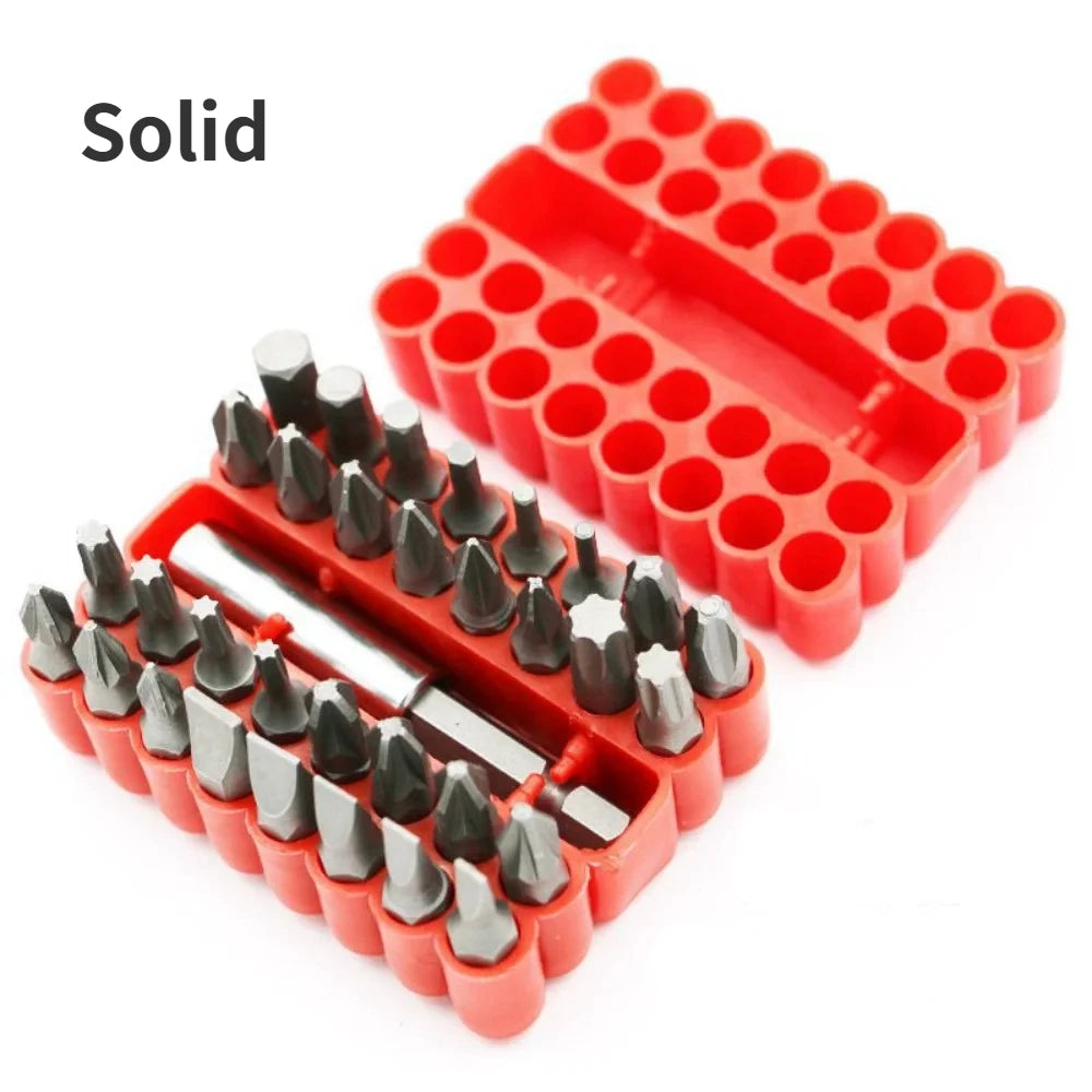 Krachtige 33Pcs 1/4" 6.35mm Magnetic Holder Drill Tools Screws Security Tamper Proof Spanner Star Hex Torx Wing Screwdriver Bits