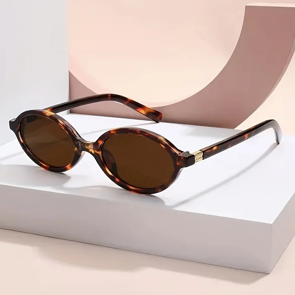 Y2K Style Oval Women'S Glasses Small Frame Fashionable Vintage with Decorate Function for Women Men