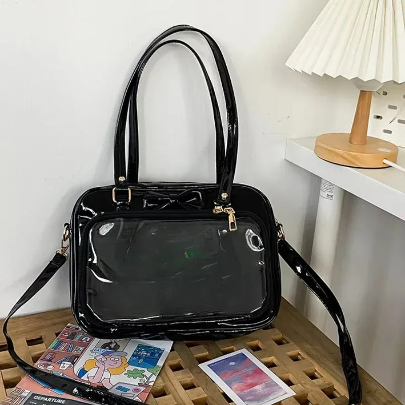 Transparent Japanese Cute Patent Leather Itabag Fashion Girls  Student JK Shoulder Bag Personality Crossbody Bag Ita Bag Сумка