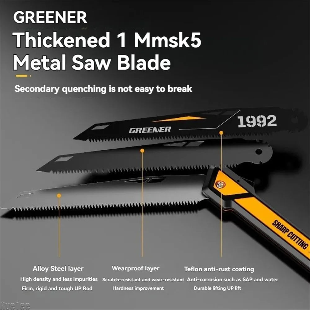 SK5 Steel Folding Saw - Thickened Rustproof Adjustable Hand Wood Saw for Professional Woodworking & Outdoor Use