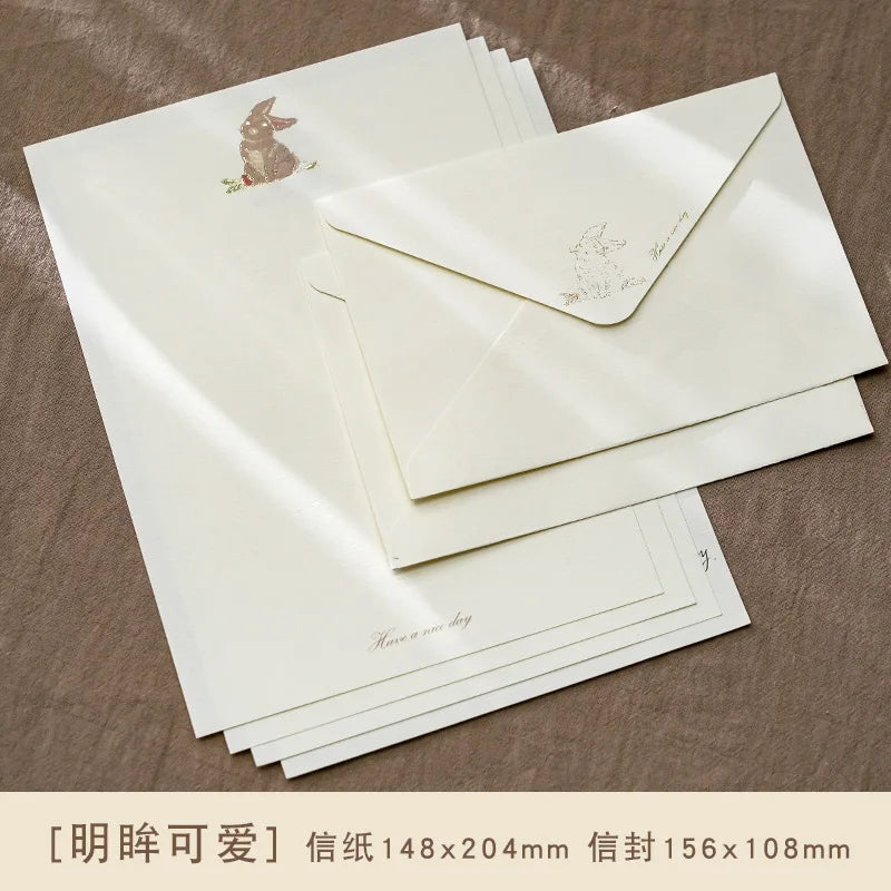 4 Envelopes + 2 Letter Papers Set, Simple Literary Stationery Set, Journal Letter Greeting Card Decor Material