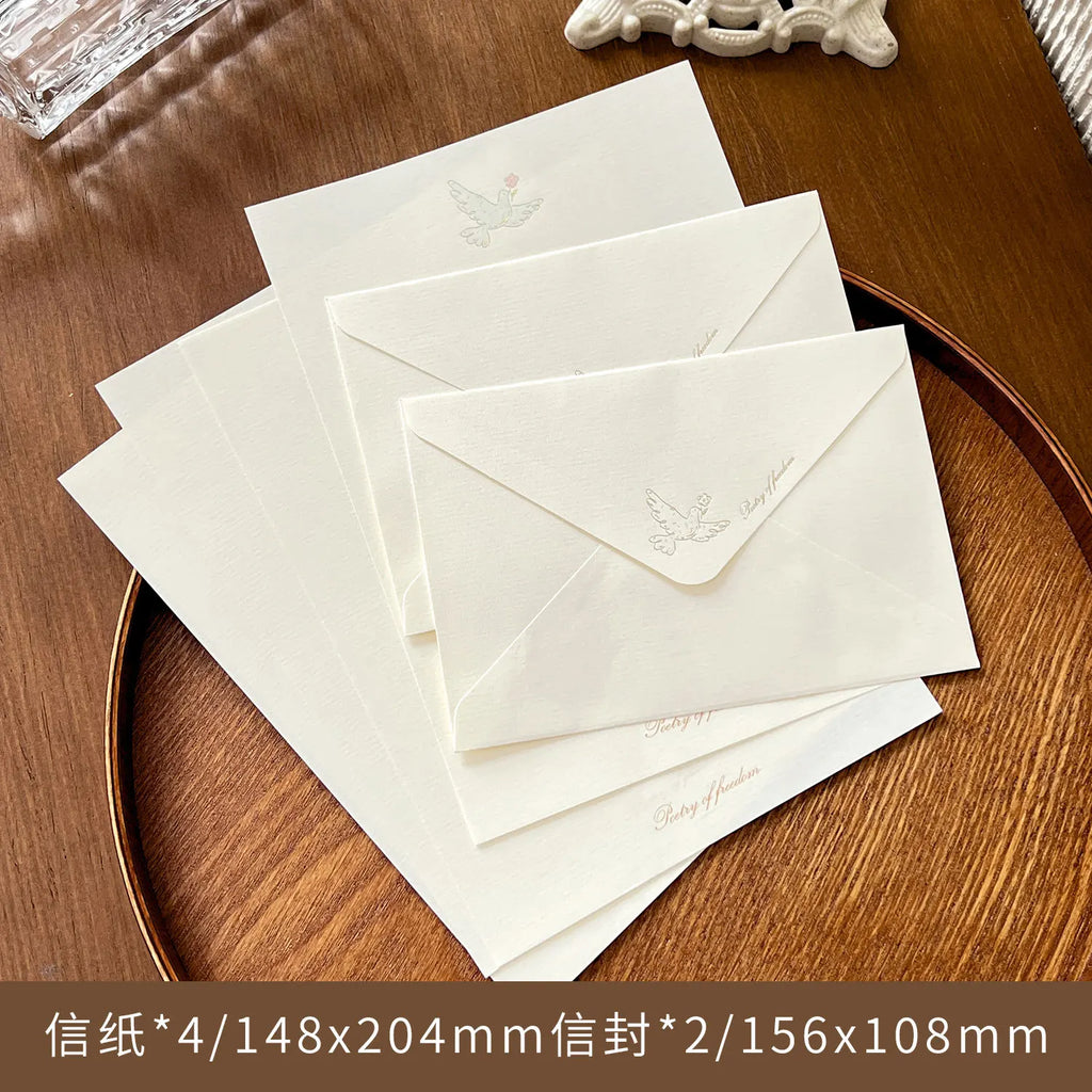 4 Envelopes + 2 Letter Papers Set, Simple Literary Stationery Set, Journal Letter Greeting Card Decor Material